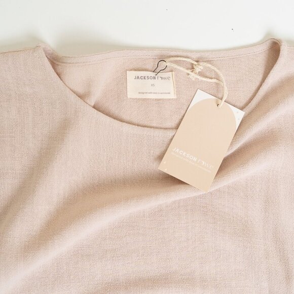 Jackson Rowe Rodina Oversized Color Block Linen Dress Sand / Hibiscus - Picture 4 of 12